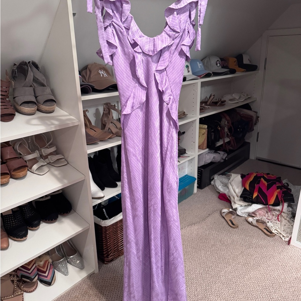 Astr Lavender Ruffle Maxi Dress